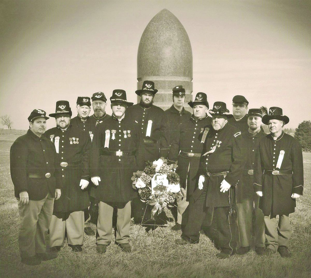 The Colonel Louis R. Francine Camp #7, Sons of Union Veterans, poise for a photograph during the Gettysburg Remembrance (Victorian Photography Studio)