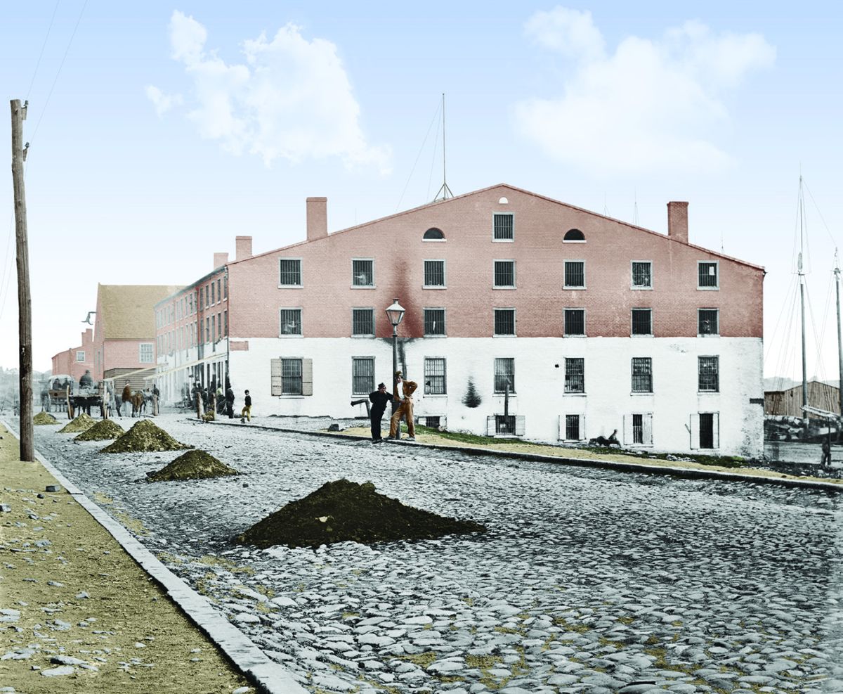 Libby Prison, Richmond, Virginia, April 1865; Colorization © 2012 civilwarincolor.com courtesy civilwarincolor.com/cwn (Library of Congress)