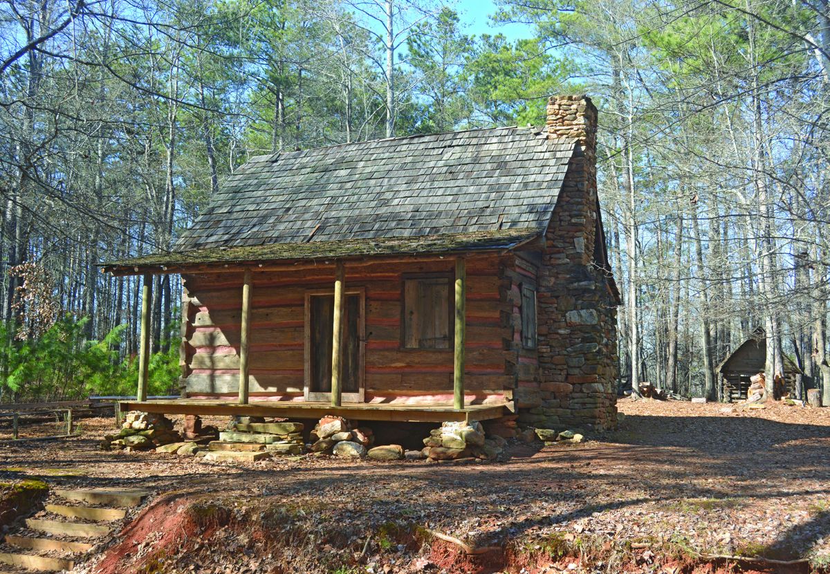 The restored Prather House log cabin is used for living history programs.