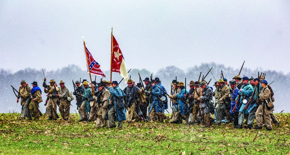 Confederate infantry advancing.