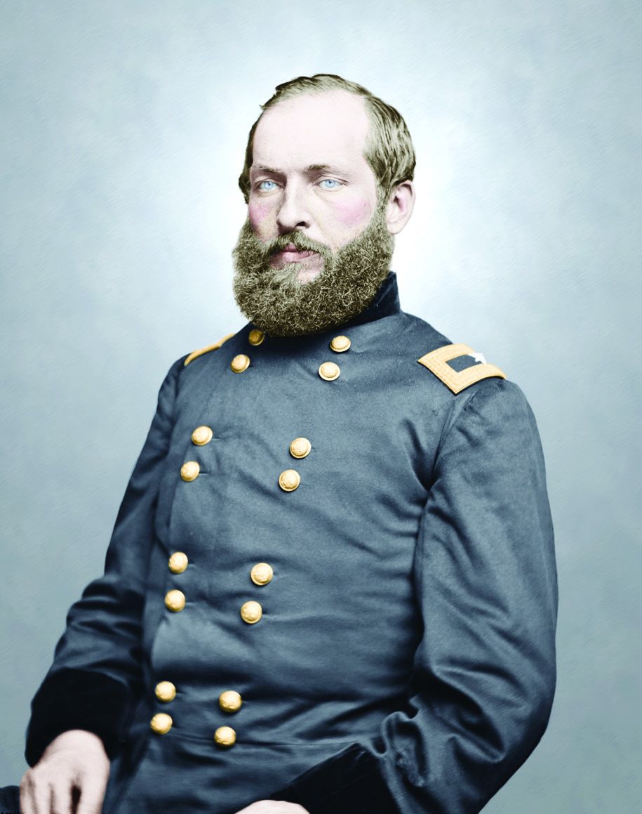 Gen. James Garfield, 42nd Ohio Volunteer Infantry; Colorization © 2013 civilwarincolor. com courtesy civilwarincolor.com/cwn (Library of Congress)