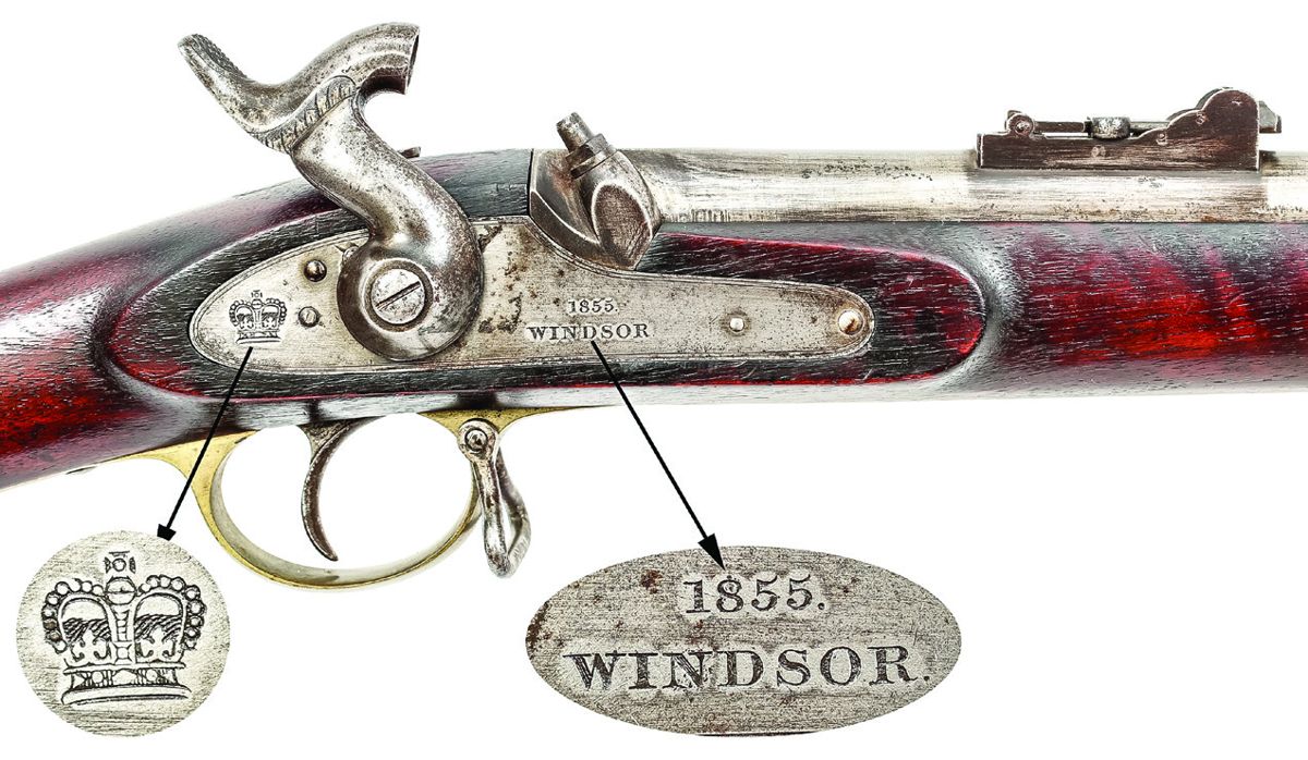 An early production Windsor Enfield lock dated 1855.