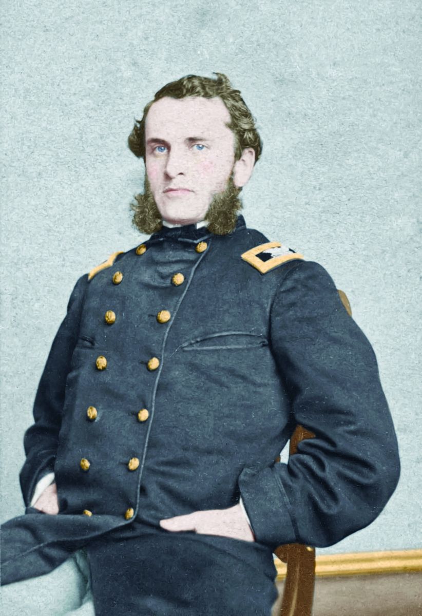 Brigadier General Strong Vincent of Erie, Penn., and Co. A, 83rd Penn. Inf. Regt. in uniform, Colorization © 2018 civilwarincolor. com courtesy civilwarincolor.com/cwn (Library of Congress)
