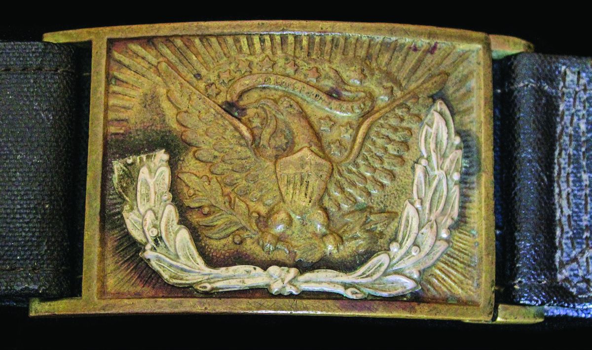 Front of the M1851 sword belt plate with applied silver wreath.