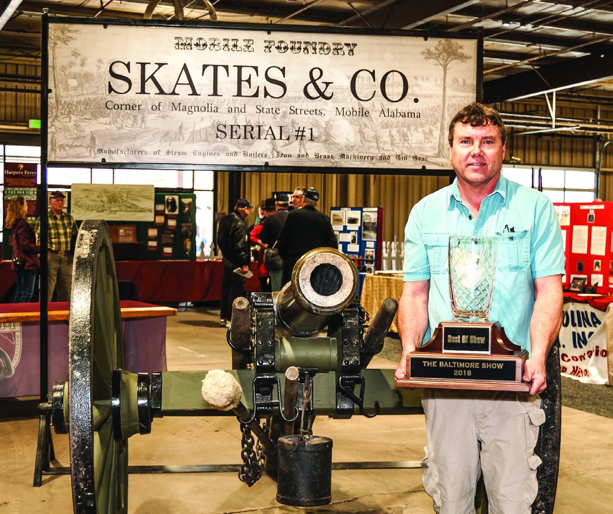 Winner of Best in Show – Ken Knoll’s exhibit “Skates & Co.,” with his Confederate 3.8-inch bronze Skates & Co. rifle, Serial No.