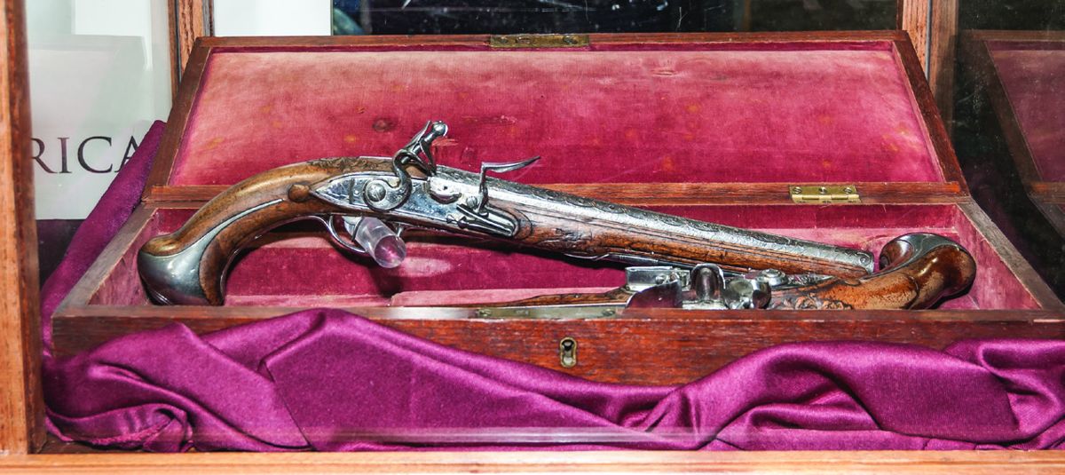 Washington-Lafayette Pistols from Fort Ligonier won the Gold Medal Award, presented by the NRA, at this year’s Maryland Arms Collectors Association Show. (Becky Ashway)