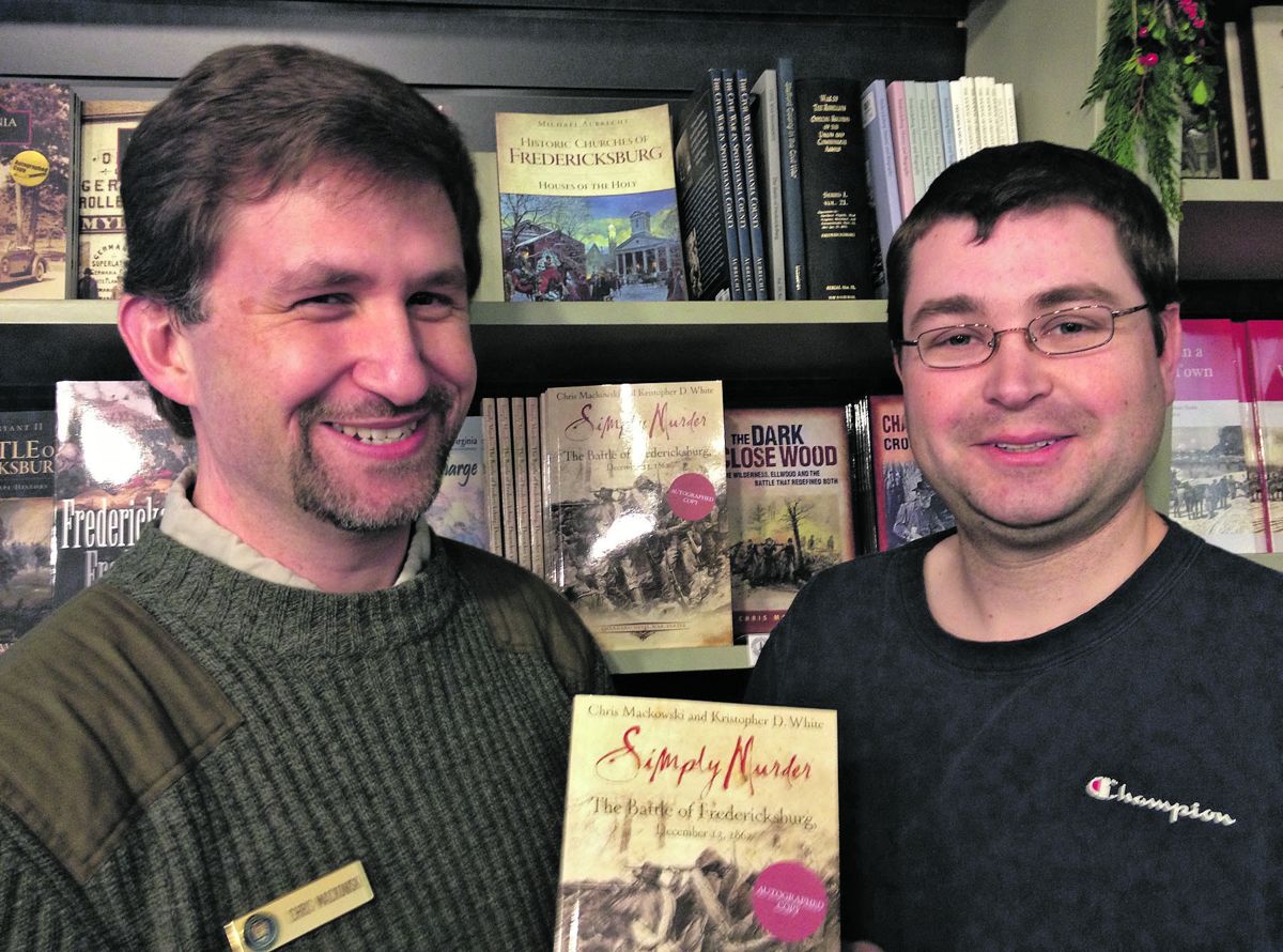 ECW co-founders Chris Mackowski and Kris White at the debut of the first Emerging Civil War Series release, Simply Murder: The Battle of Fredericksburg, in December of 2012.
