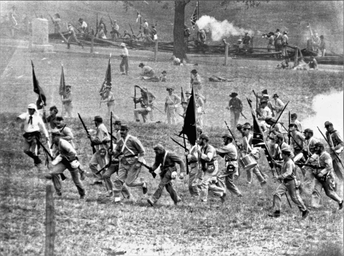 Confederate charge at the Antietam reenactment of 1962