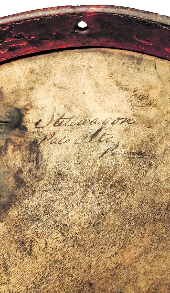 Pen and ink inscription reading “Stellwagon, Palo Alto, Penna” linking the drum with the 48th Pennsylvania Volunteers.