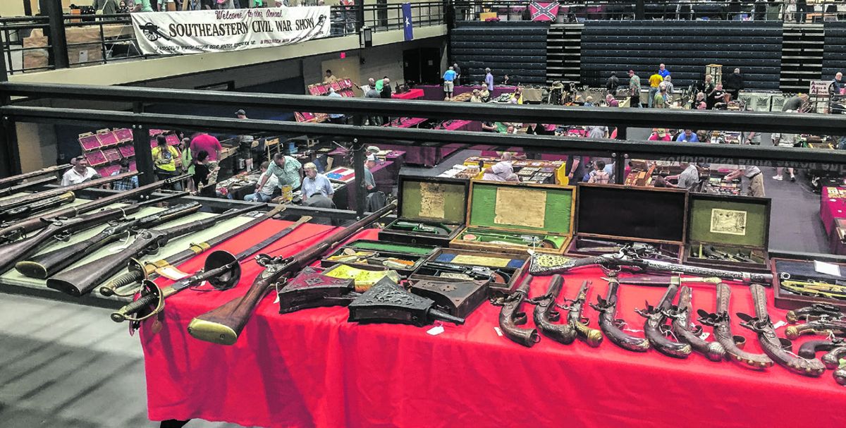 One of many tables filled with merchandise for collectors alike.