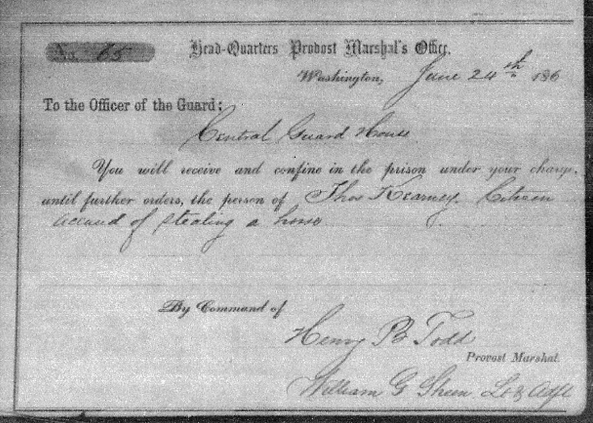 Arrest order signed by Todd. National Archives.