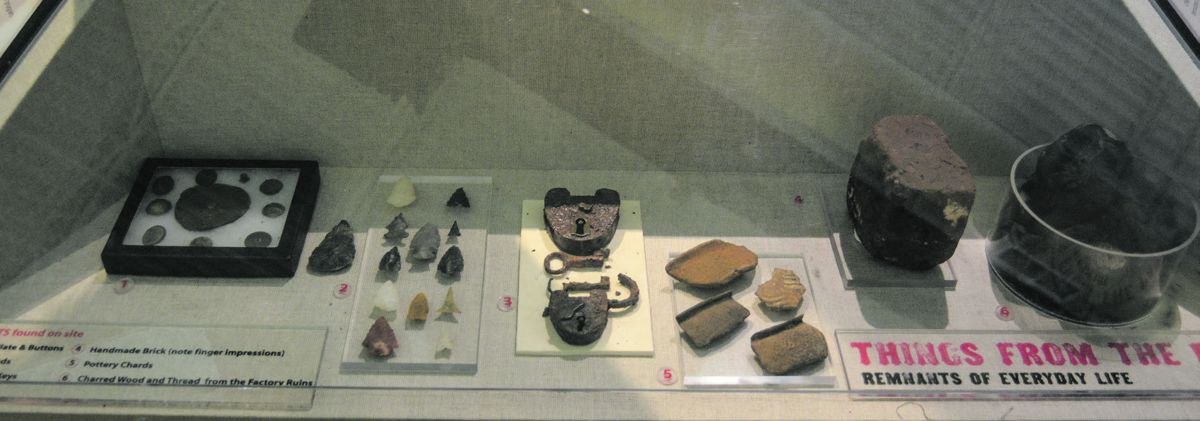 Everyday items excavated from the ruins of New Manchester.