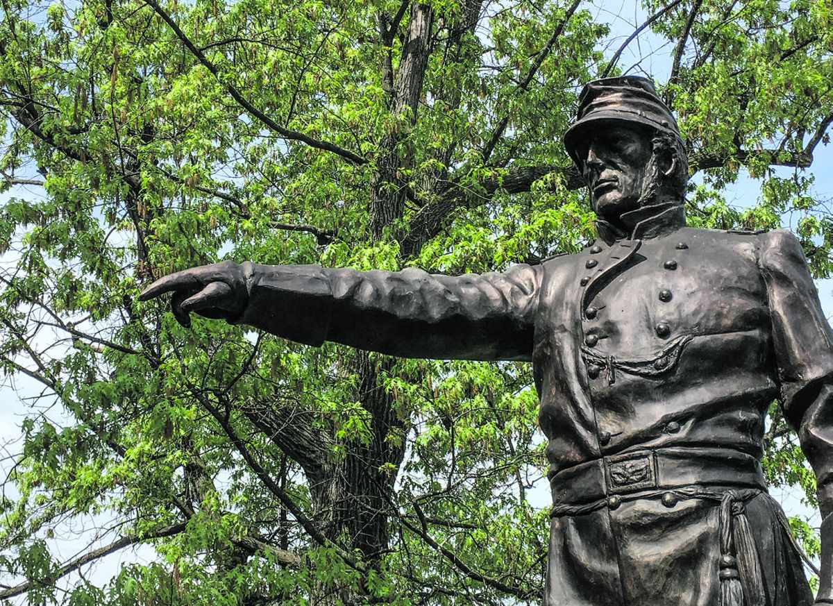 James Wadsworth stands guard over his hometown of Geneseo, New York.