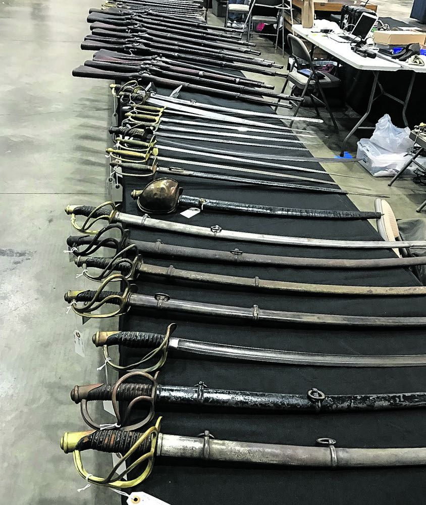 Just a few of the many antique weapons for sale at the American Digger Chattanooga Show. Although the show covers all eras up to WWII, it is heavy on Civil War items.