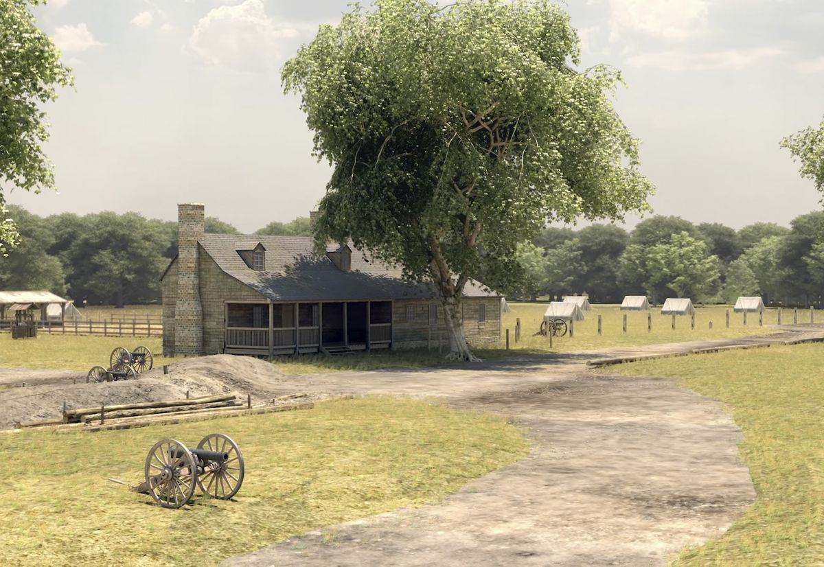 While the structure no longer stands, the Cold Harbor Tavern was digitally recreated and can be viewed on the American Battlefield Trust’s YouTube channel.
