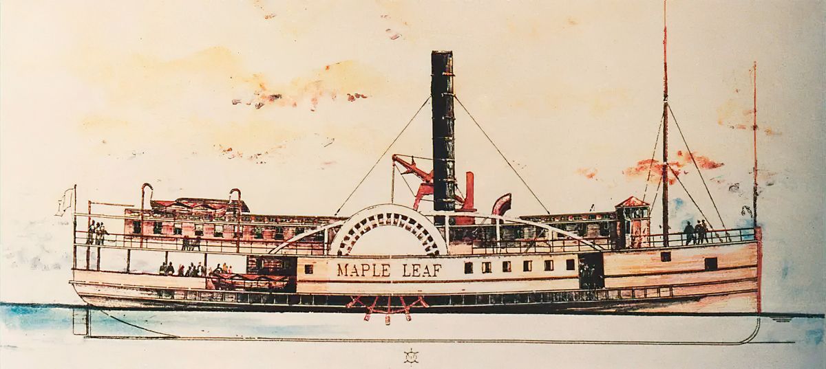 Illustration of the side-wheeler Maple Leaf. (NPS)