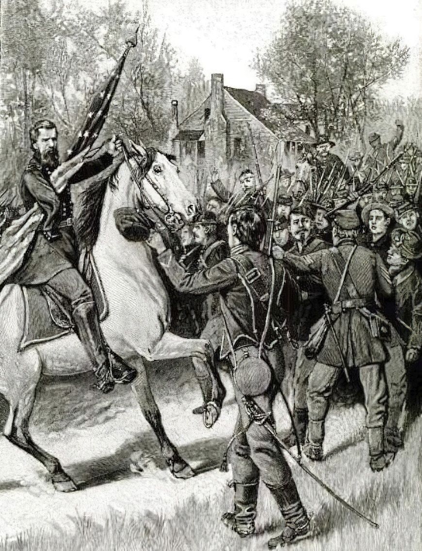 Howard Tries to Rally XI Corps. (Battles and Leaders of the Civil War, Vol. 3.)