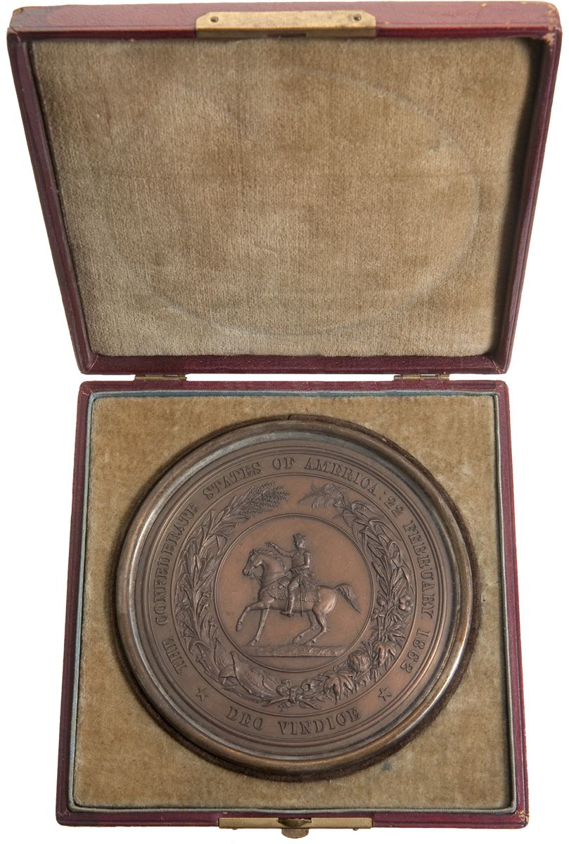 Great Seal of the Confederacy in brass. Inscription: * THE CONFEDERATE STATES OF AMERICA: 22 FEBRUARY * DEO VINDICE. (Library of Congress)