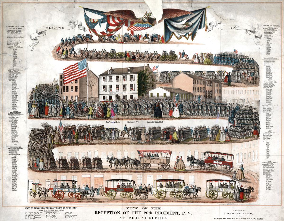 View of the Reception of the 29th Regiment, Pennsylvania Volunteers, at Philadelphia.(Library of Congress)