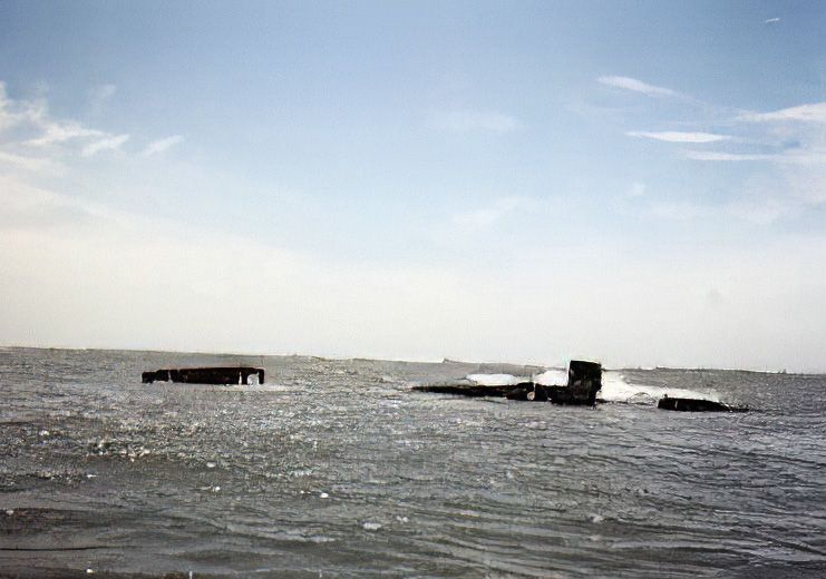 Wreckage of the USS Iron Age.