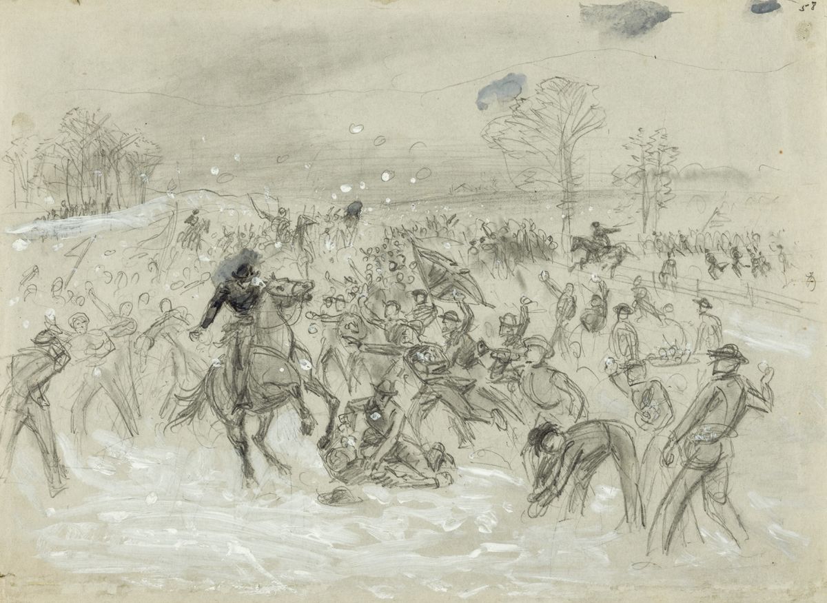 The snowball battle near Dalton, Georgia. (Library of Congress)
