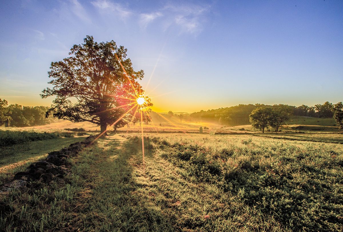 The sun sets at the Gettysburg National Military Park. Photo by Noel Kline.