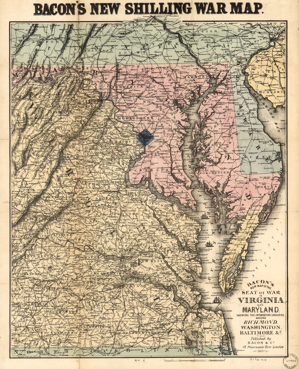 Virginia’s Northern Neck and its five counties are located between the Potomac River to the north and the Rappahannock River to the south. (Library of Congress)