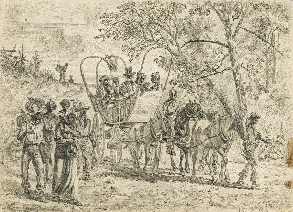 Scenes like this one sketched artist Edwin Forbes later in 1863 were likely common during the Clendennin Raid as hundreds of formerly enslaved people sought freedom. (Library of Congress)