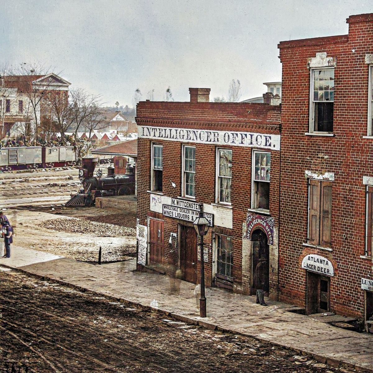 Intelligencer Office, 1864, by George Barnard, colorized. (Library of Congress)