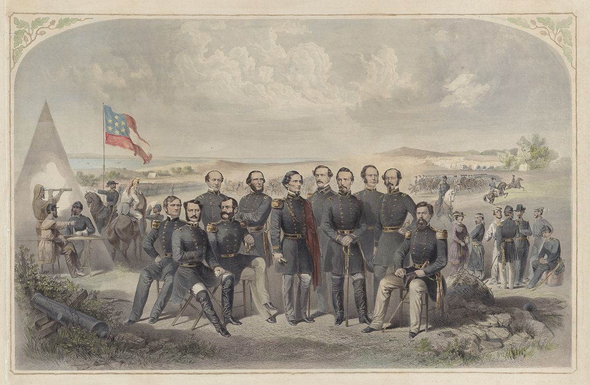 (Figure 1) Jefferson Davis and His Generals, ca 1861. Goupil Lithography Company, Courtesy, National Portrait Gallery, Smithsonian Institution.