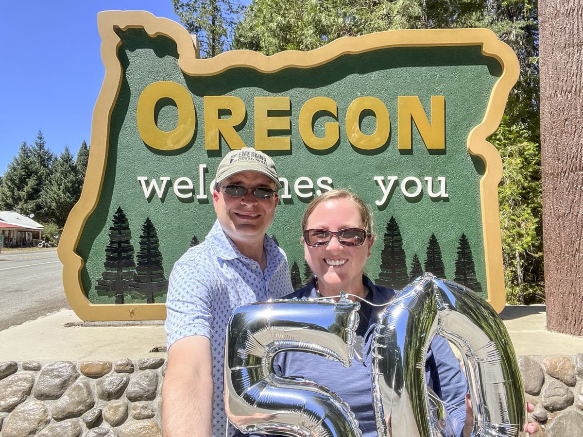 Neil and Brittany Chatelain celebrate their 50th state.
