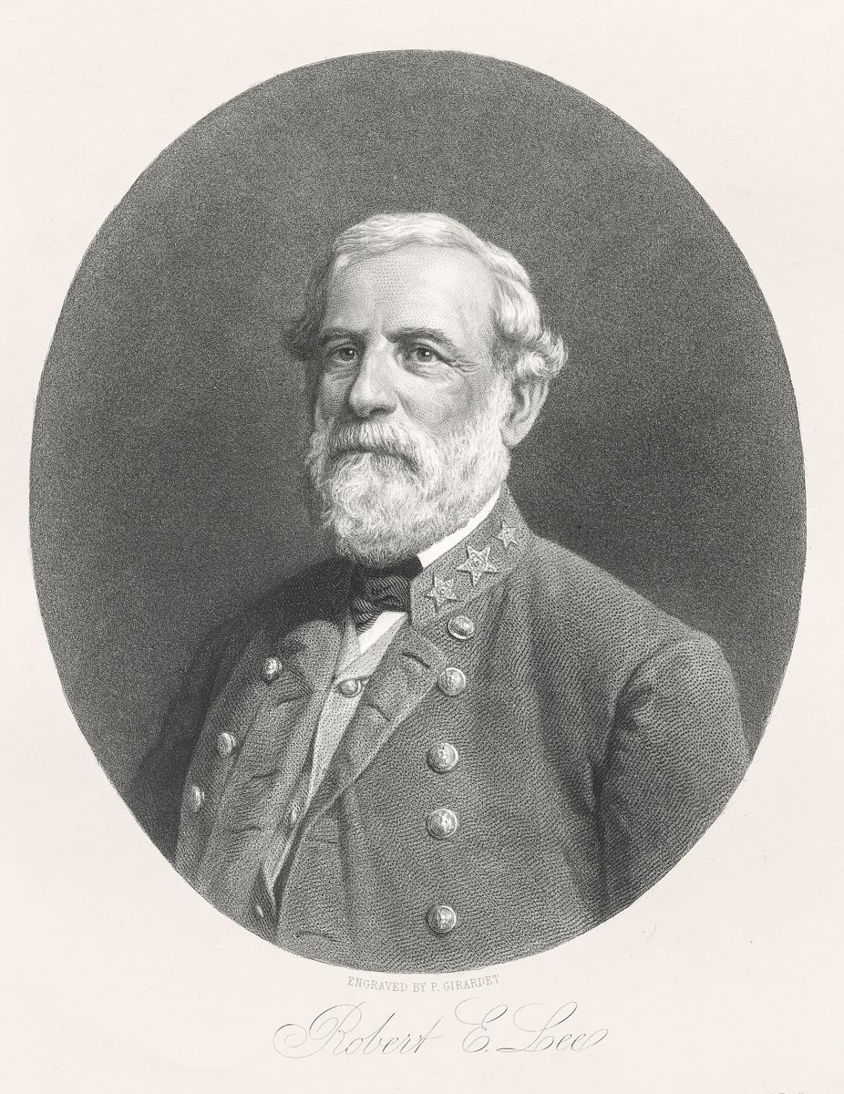 ((Figure 1) Robert E. Lee. Portrait, Engraving after Minnis and Cowell, by Paul Giradet, 1821-1893. Ca 1865. (National Portrait Gallery, Smithsonian Institution)