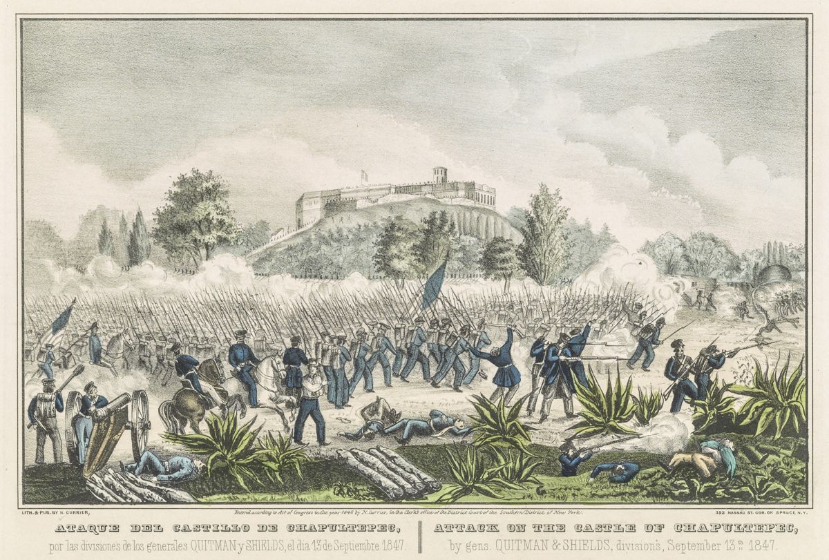 Chapultepec Castle. Attack on the Castle Chapultepec / Ataque del Castillo de Chapultepec. (Library of Congress)